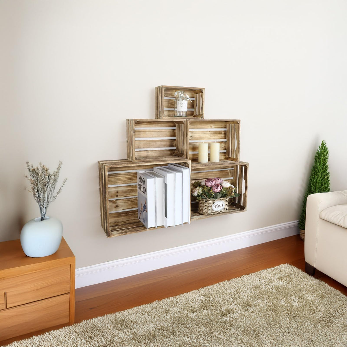 JUMBO HUMBLE versatile crates for living room and pantry storage.