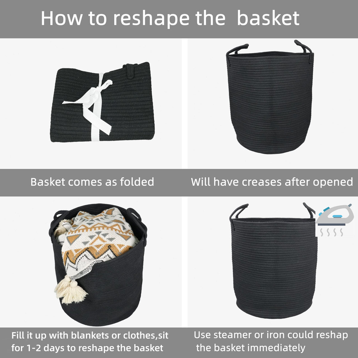 JUNBOLE black decor friendly basket blends with home interiors