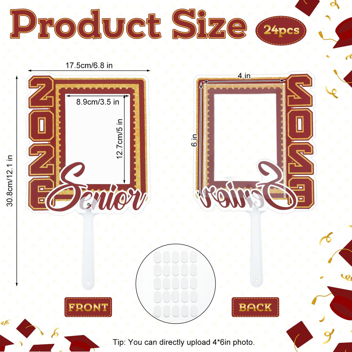 Junkin graduation fans double-sided face for customizable keepsakes
