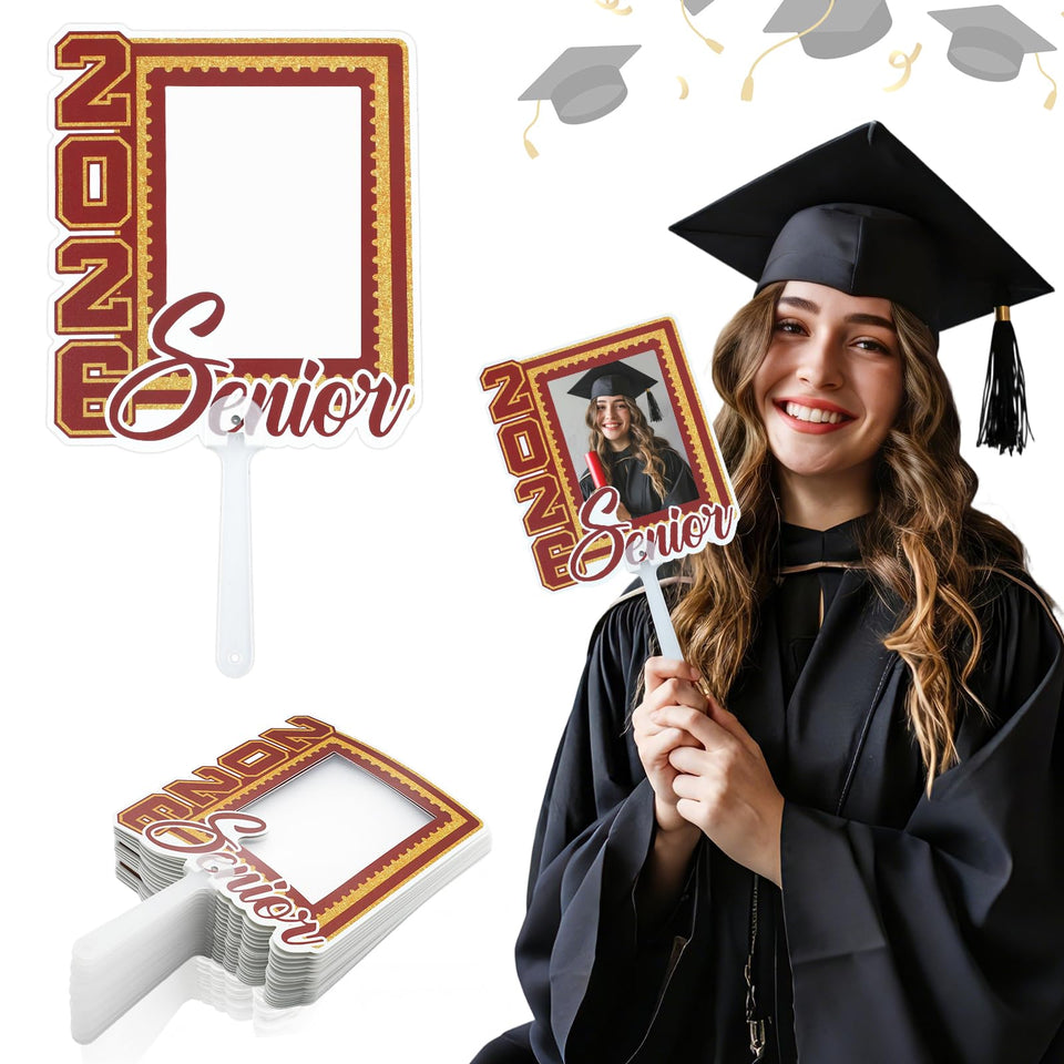 Junkin graduation fans front view with handle for visible celebration