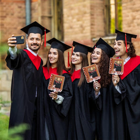 Junkin graduation fans includes tape for easy DIY customization