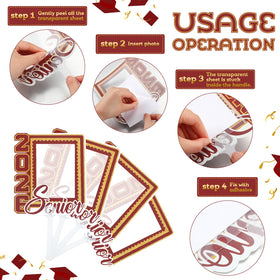 Junkin graduation fans red gold theme closeup enhances ceremony decor