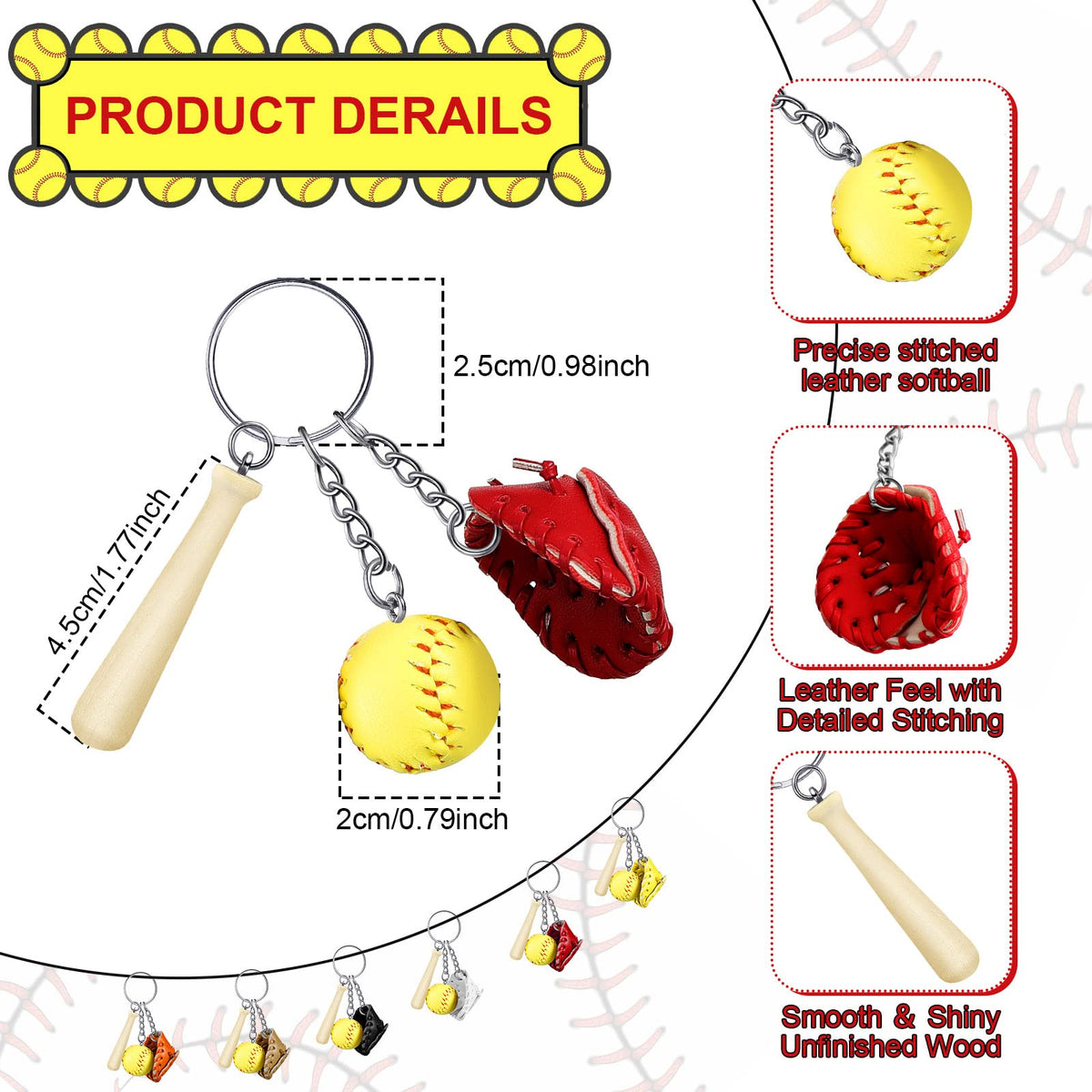 Junkin wooden bat pendant keychain keeps keys organized with sporty flair