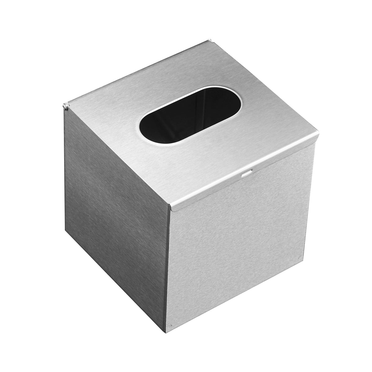 JunSun square tissue box cover front view in brushed nickel adds elegant bathroom decor