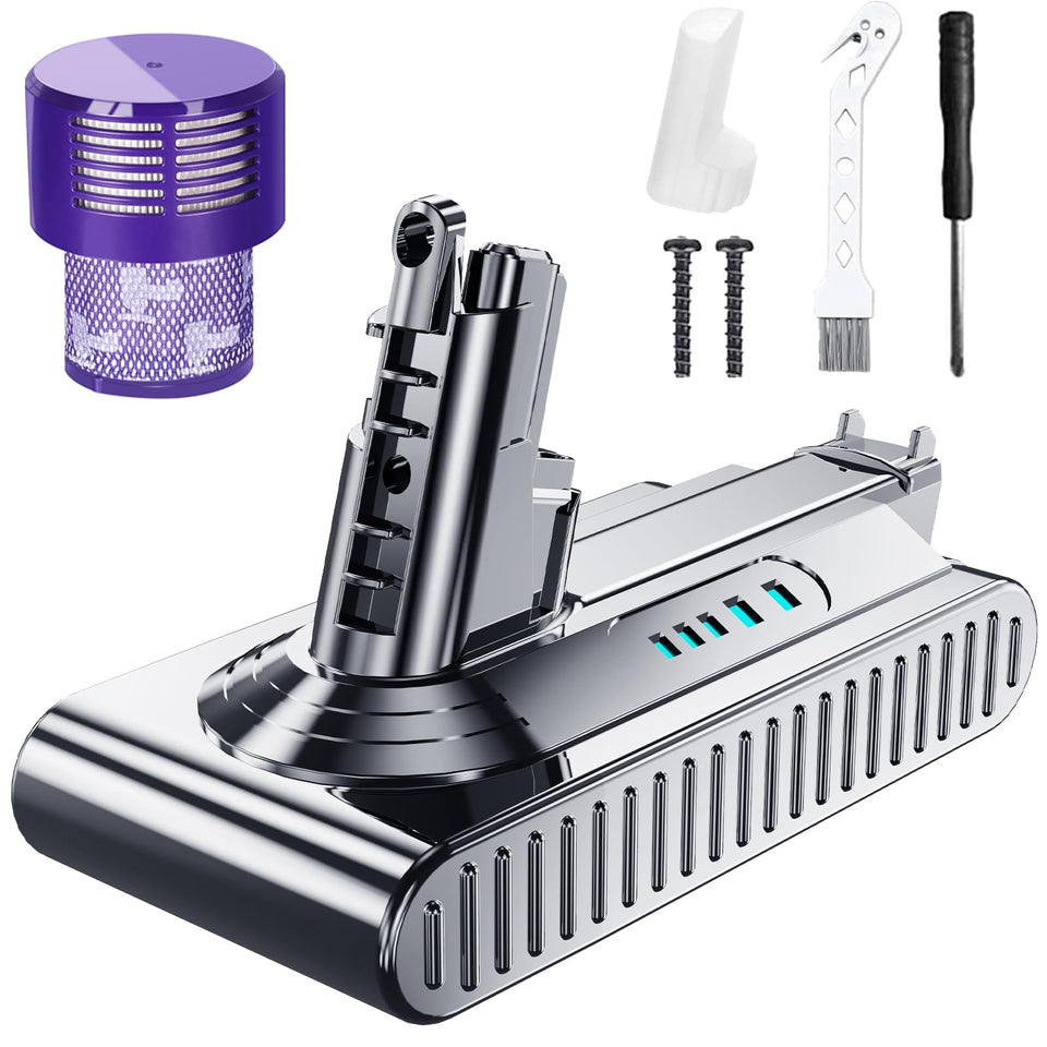 JUNWOOD Dyson V10 battery 7000mAh extends runtime with fast charging for busy cleaning sessions.