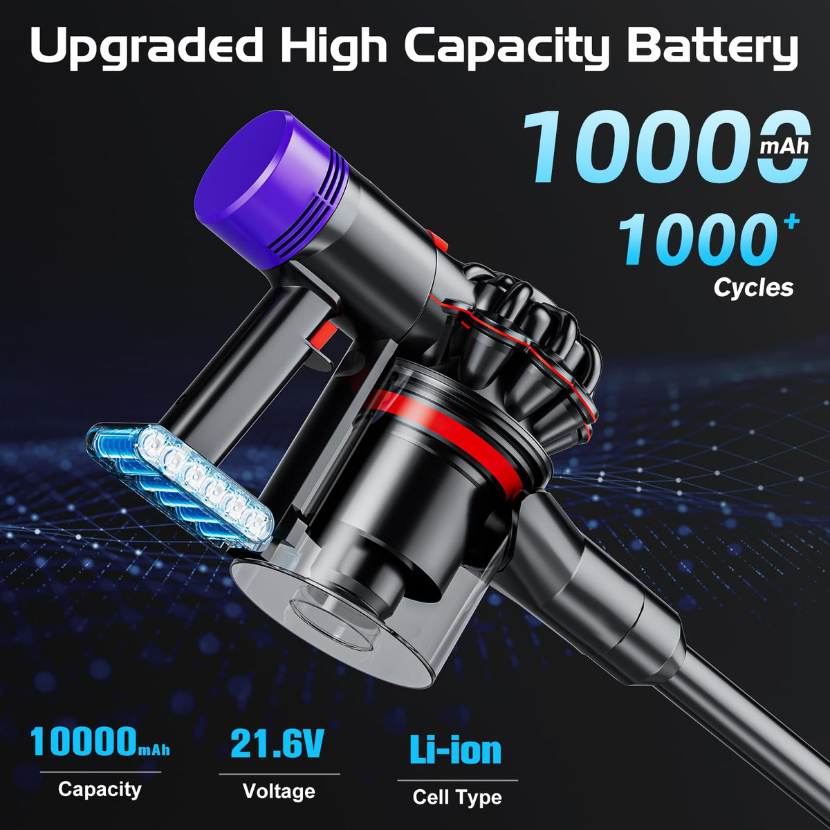 JUNWOOD V7 Trigger battery aligned for easy hand vac installation.