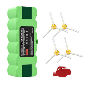 JUNWOOD 6.4Ah battery for Roomba R3, front view, enabling longer cleaning sessions.