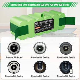 JUNWOOD 6.4Ah battery for Roomba R3, side connection, quick swap and reliable power.