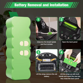 JUNWOOD 6.4Ah Roomba battery safety certifications badge, CE/ROHS compliant.