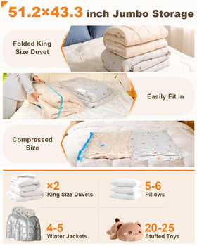 Jupiknio six-pack vacuum bags folded showing durability and reuse