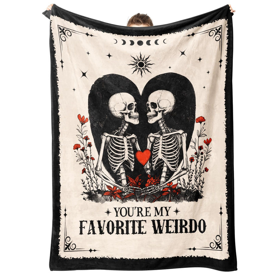 Juratar skeleton couple blanket front view for stylish bedroom decor and warmth