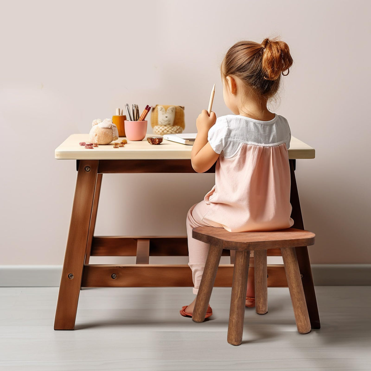 Jurath wooden step stool easy assembly without tools