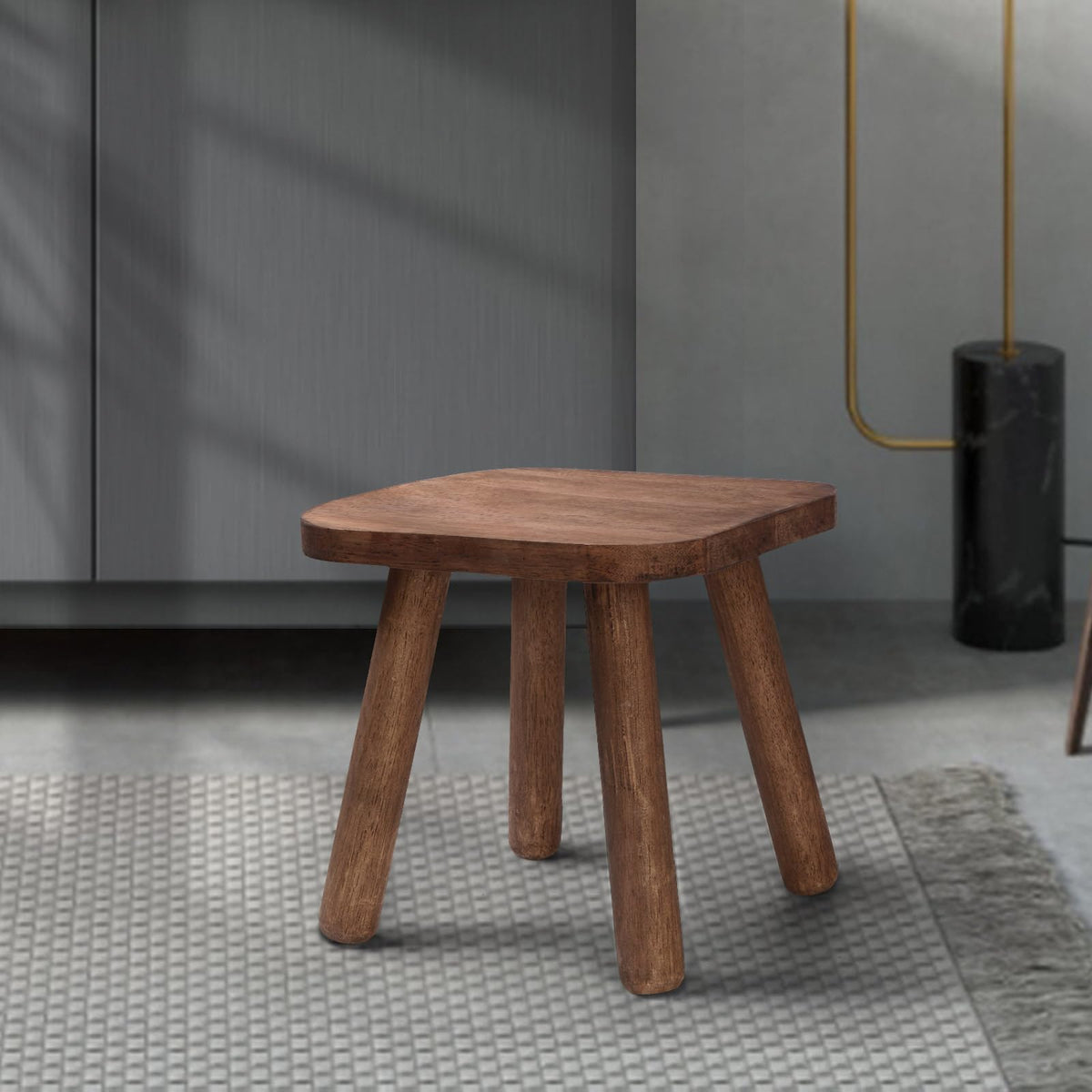Jurath wooden step stool showing four legs for stable footing