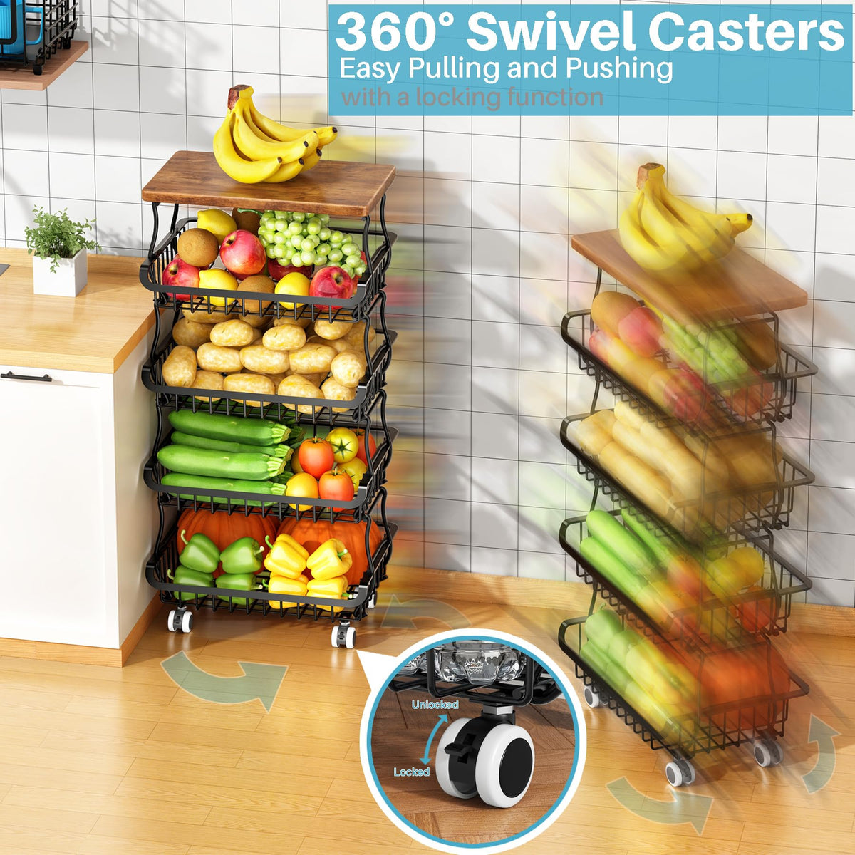 Jusdyrack mobile pantry cart ideal for organizing snacks and cans
