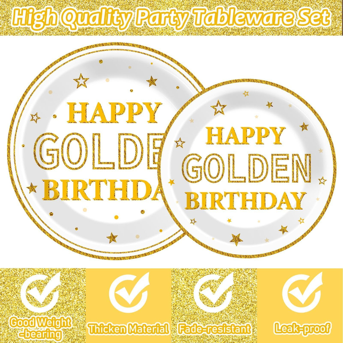 Justforjoyful golden birthday napkins 6-inch complement the white gold theme