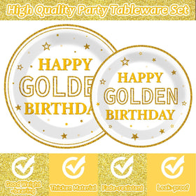 Justforjoyful golden birthday napkins 6-inch complement the white gold theme