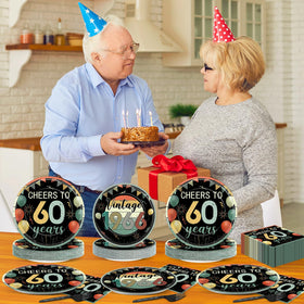 Justforjoyful party table setup for 24 guests, convenient disposableware.