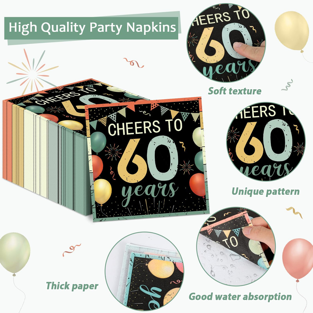Justforjoyful retro-themed napkins create warm ambience for a vintage celebration.