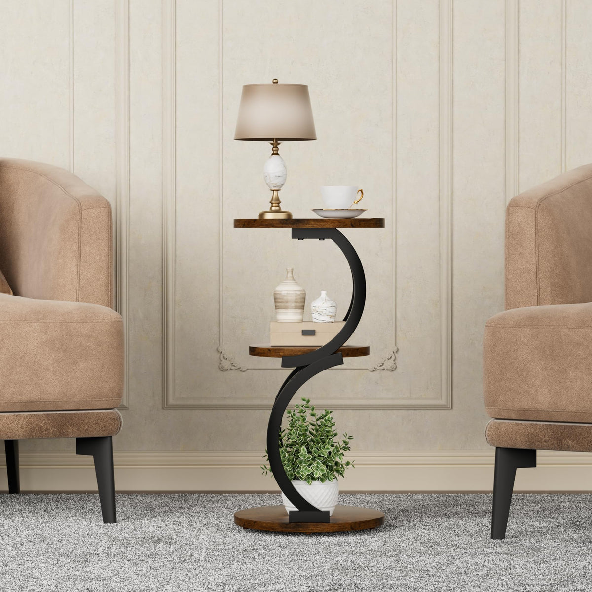 JUSTOGO living room sofa table with open lower shelf