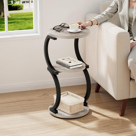 JUSTOGO black metal frame supports a three-tier display in compact spaces.