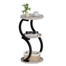 JUSTOGO small round side table with wood top adds rustic charm to your living room.