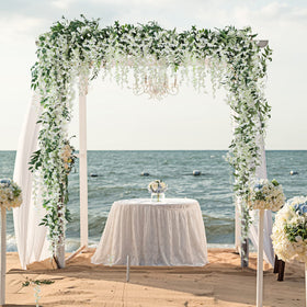 JUSTOYOU wisteria garland wall drape adds soft elegance
