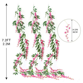 JUSTOYOU wisteria garland enhances rooms with vibrant fuchsia hues.