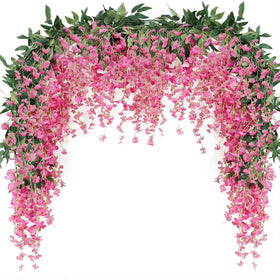 JUSTOYOU wisteria garland wall decor with lifelike blooms for year-round charm.