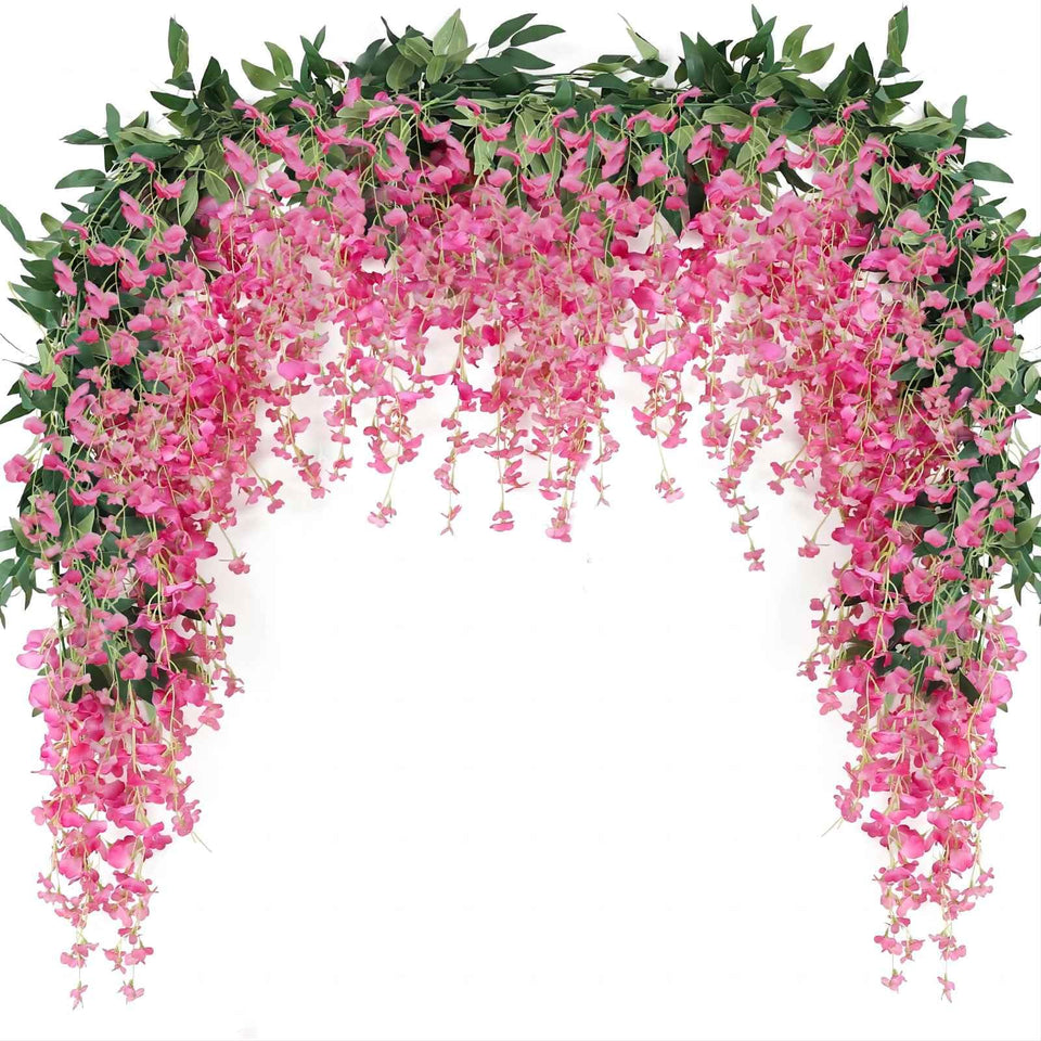 JUSTOYOU wisteria garland wall decor with lifelike blooms for year-round charm.