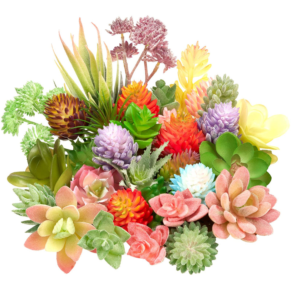 Jutom 32-piece mini artificial succulents in assorted colors for vibrant decor