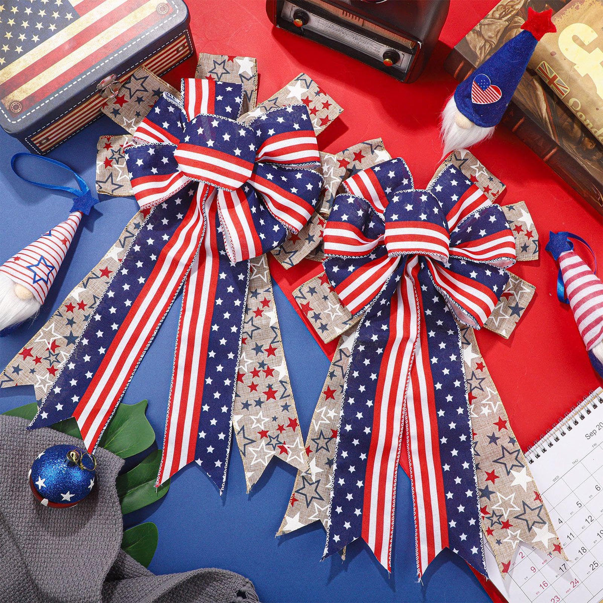 Jutom star burlap wreath bow for outdoor porch display with durable color and shape