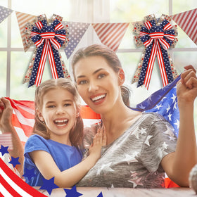 Jutom patriotic burlap bow wreath adds eye-catching wall decor and seasonal charm