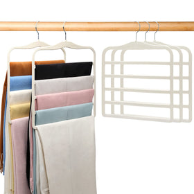 JUUBAOOPN velvet 5-tier pants hanger saves closet space.