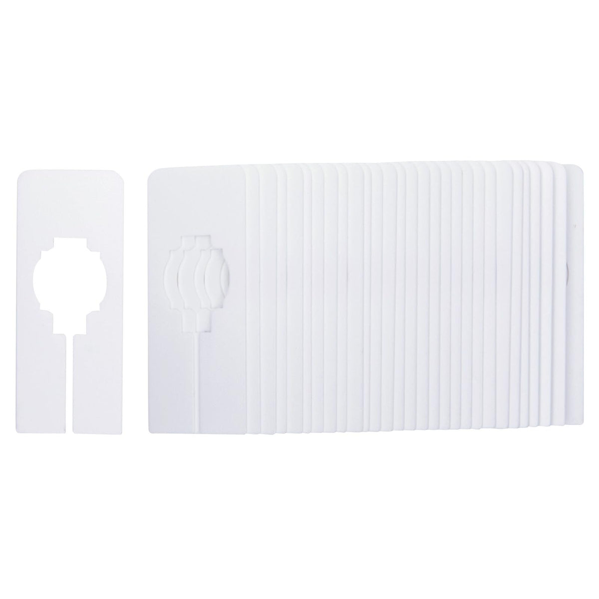 Juvale white 60-pack closet divider set helps organize garments efficiently.