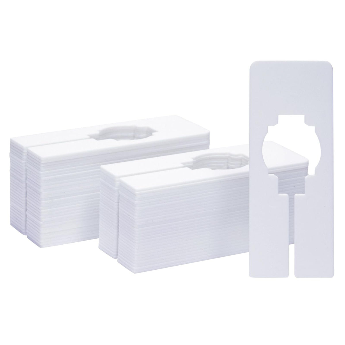 Juvale plastic clothing rack dividers with blank tags for easy category labeling.