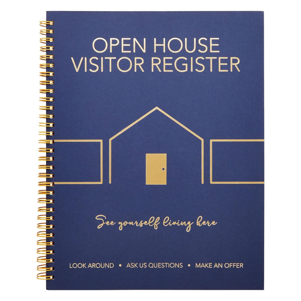 Juvale sign-in book cover in navy blue with textured finish