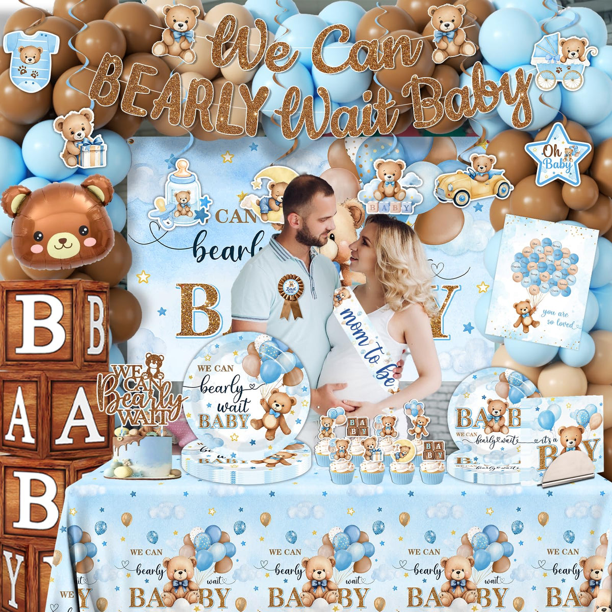 Juweked bear cake topper brings a cute focal point to the dessert table.