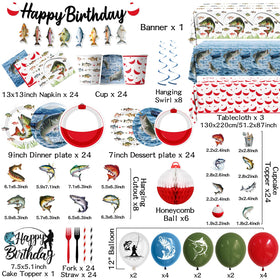 Juweked fishing balloons 12in add color and festive volume to the room.