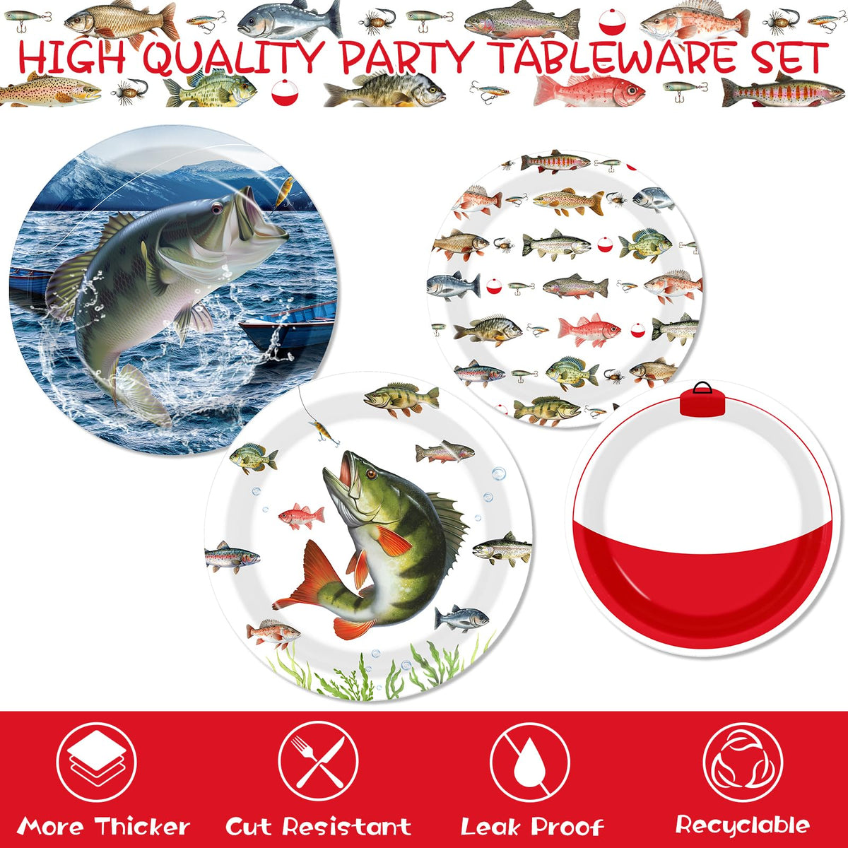 Juweked fishing plates 9in offer sturdy, splash-friendly dining for guests.