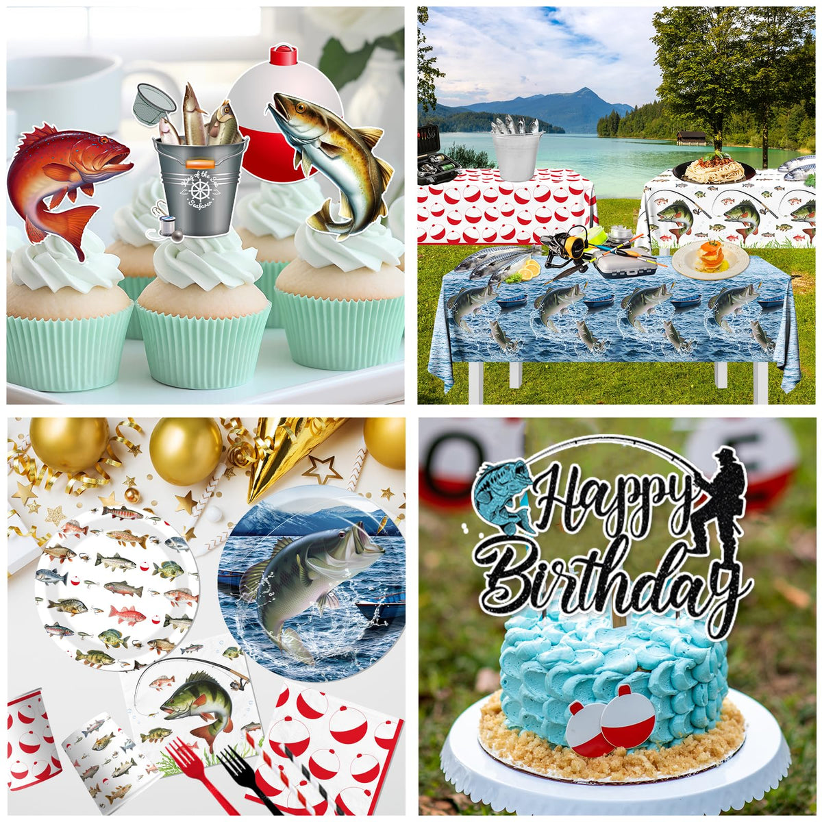 Juweked fishing tablecloths 87x51in protect surfaces while tying the look together.