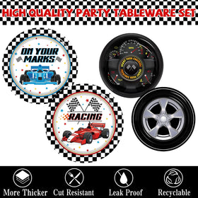 Juweked race car dessert plates 7in add color to treats and fast cleanup