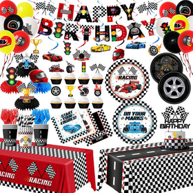 Juweked race car plates 9in for easy, mess-free meals at parties