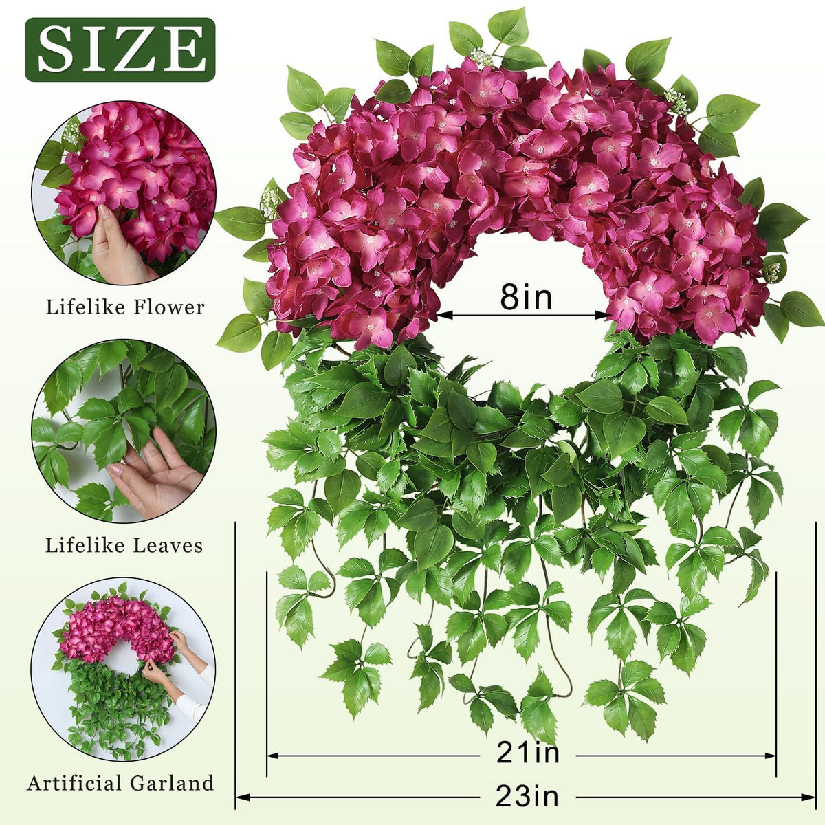 Juxdp artificial hydrangea wreath designed for indoor and outdoor use