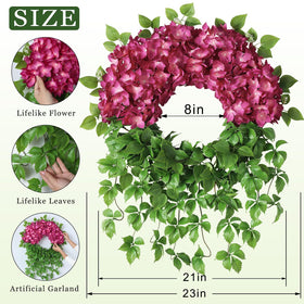 Juxdp artificial hydrangea wreath designed for indoor and outdoor use