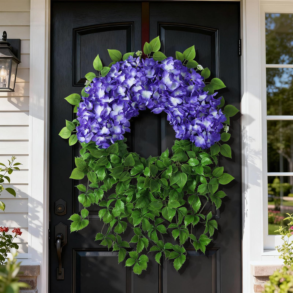 Vine texture detail on Juxdp artificial hydrangea wreath