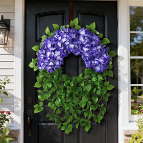 Vine texture detail on Juxdp artificial hydrangea wreath