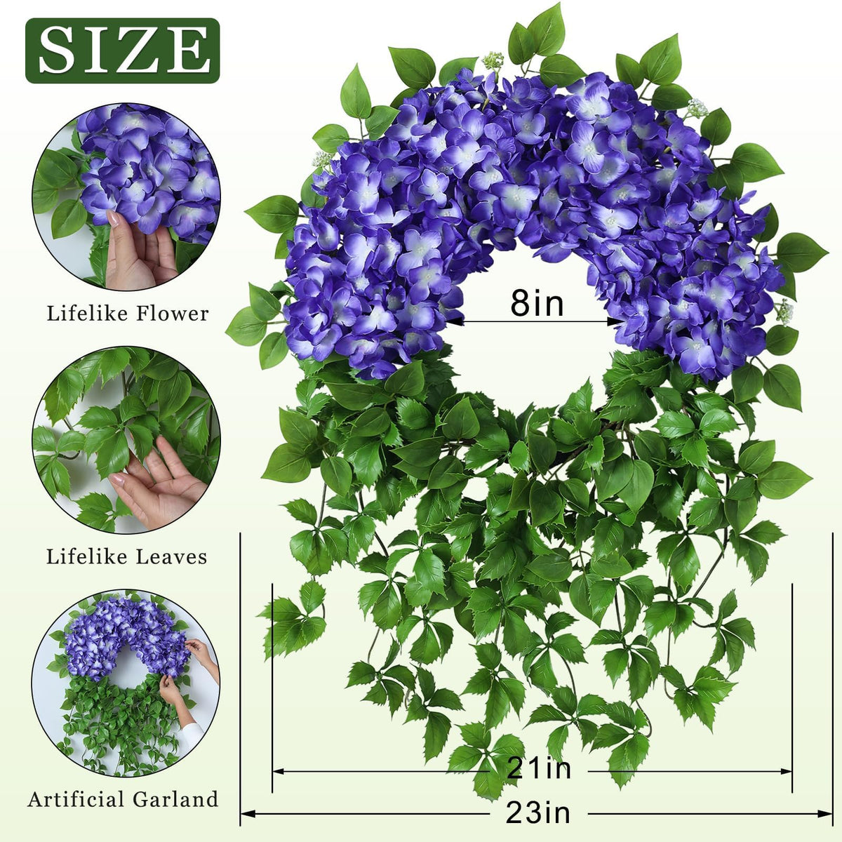 Juxdp purple hydrangea wreath as wall decor in living space