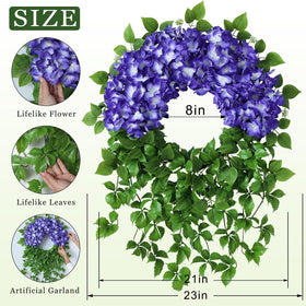 Juxdp purple hydrangea wreath as wall decor in living space