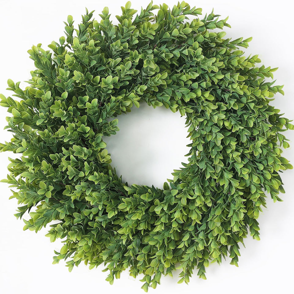 Juxdp boxwood wreath on front door boosts curb appeal