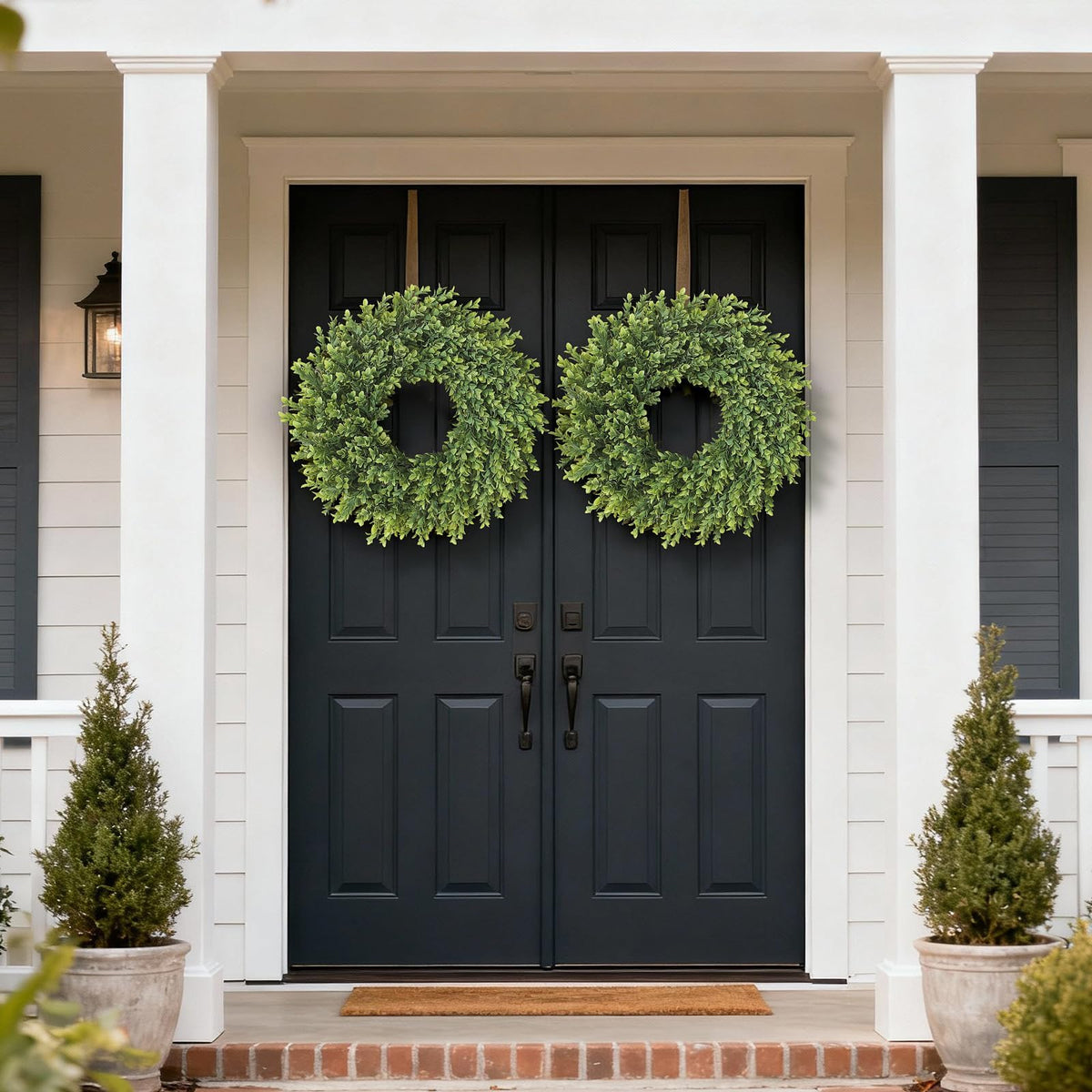 Juxdp boxwood wreath fully expanded for lush fullness